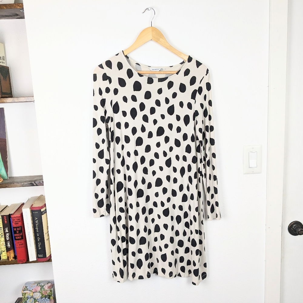 Marimekko Longsleeve Raindrop Abstract Black & White Midi Dress